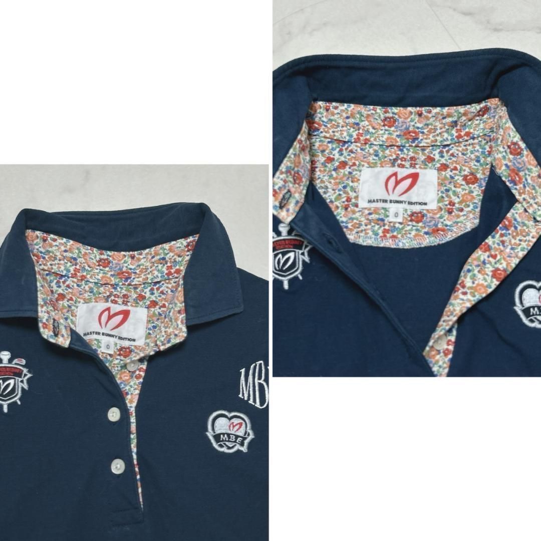 マスターバニー 襟裏ロゴ リバティプリント レディース ポロシャツ