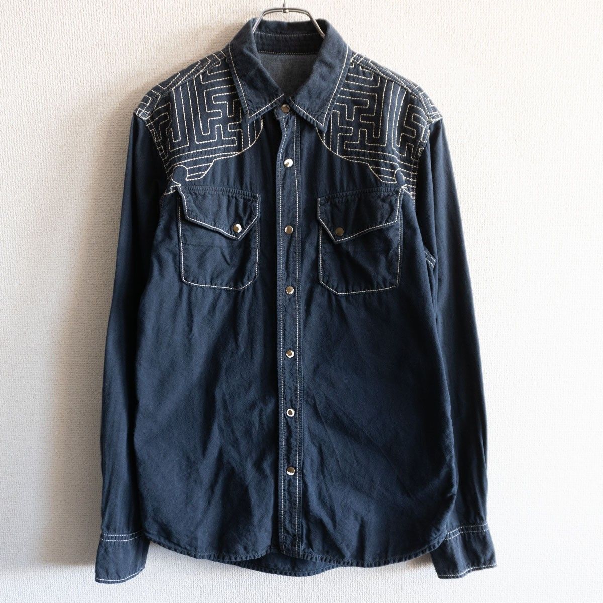 ショップ 【美品】KAPITAL【卍ステッチ ウエスタンシャツ】L