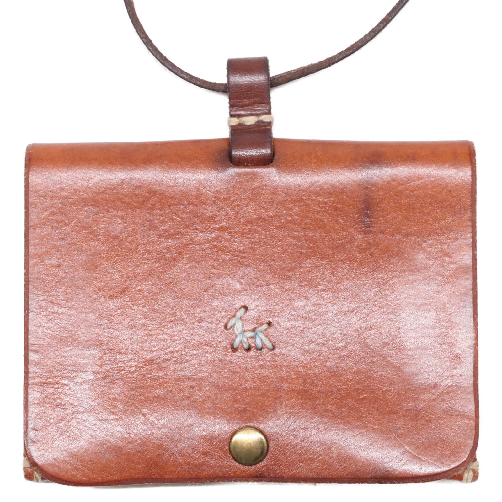 HENRY CUIR アンリークイール 犬刺繍 ネックストラップ付 レザー パス