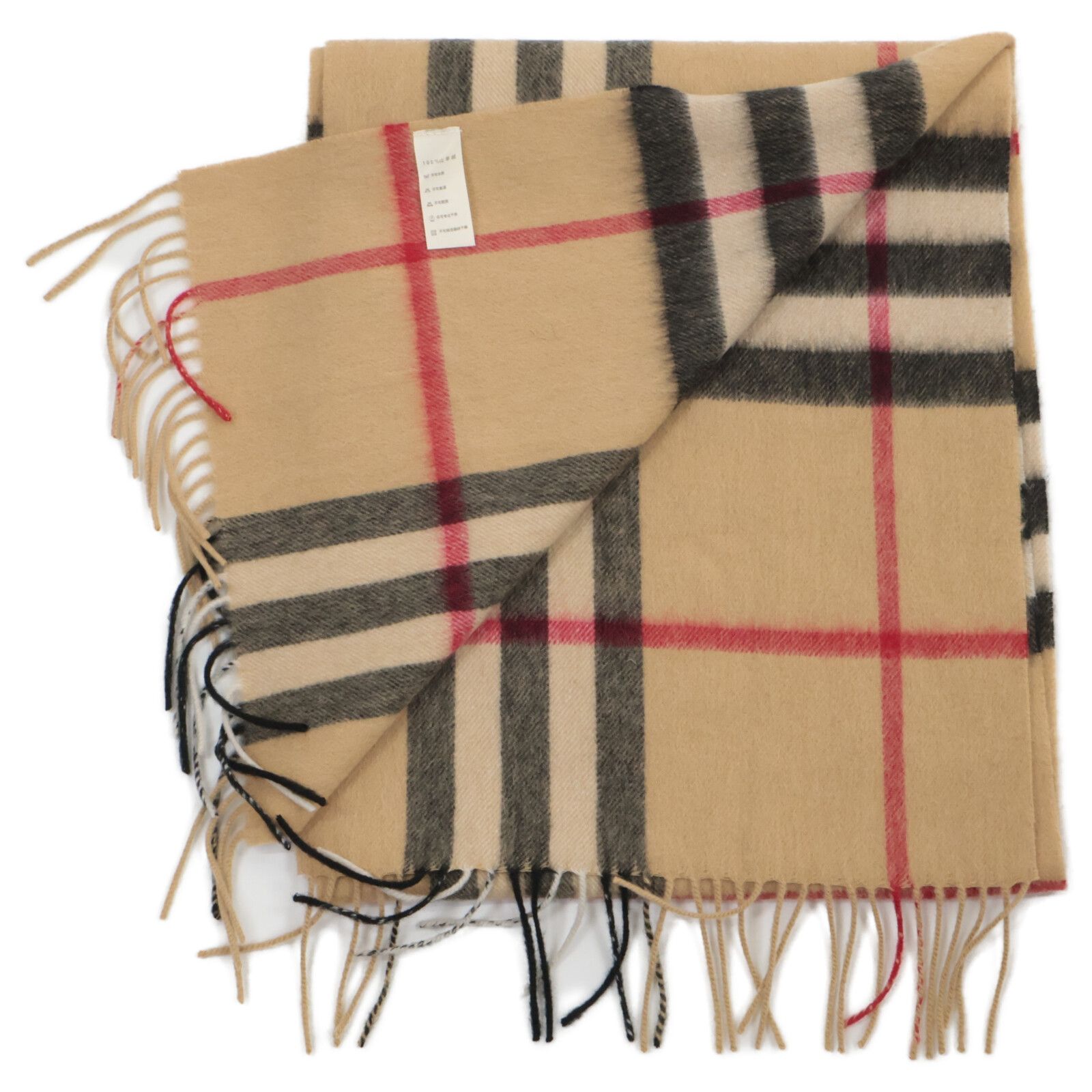 BURBERRY バーバリー 【美品】メガチェック カシミヤ フリンジ - メルカリ