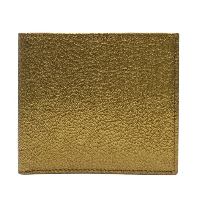 イヴ サンローラン 二つ折り 財布 折財布 ミディアムウォレット ゴールド レザー YVES SAINT LAURENT レディース 上品 感 エレガント