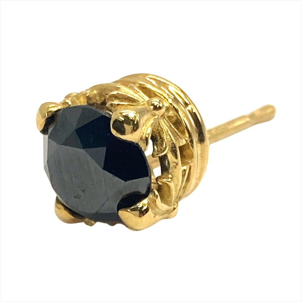 ユキザキ レガリア 片耳 ピアス ブラックダイヤ 1 00 ct K 18 YG 3 g イエローゴールド