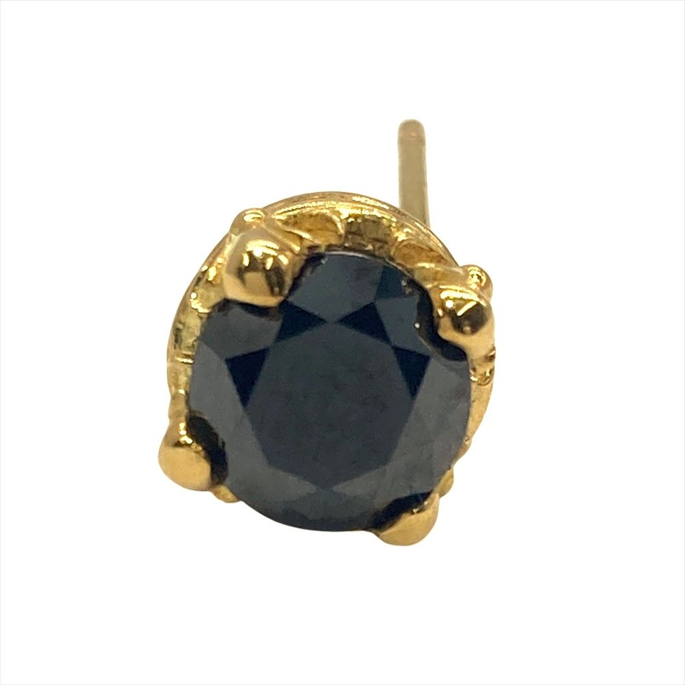 ユキザキ レガリア 片耳 ピアス ブラックダイヤ 1 00 ct K 18 YG 3 g イエローゴールド