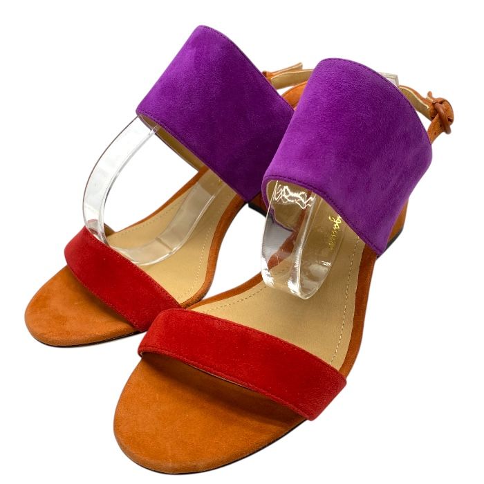 フェラガモ スエード サンダル ストラップ ヒール パープル レッド オレンジ サイズ5 1 2 約22 cm Salvatore Ferragamo レディース 上品 感 エレガント