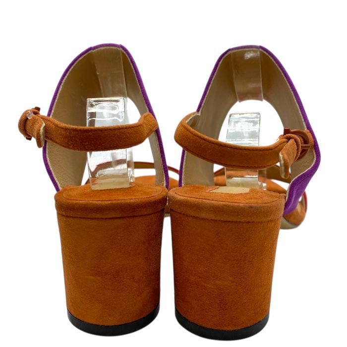  フェラガモ スエード サンダル ストラップ ヒール パープル レッド オレンジ サイズ5 1 2 約22 cm Salvatore Ferragamo レディース 上品 感 エレガント その他 靴