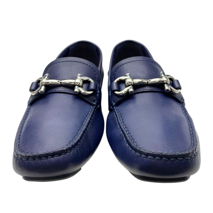 【美品】フェラガモ ガンチーニ ローファー ドライビングシューズ 青 7 3E 美品】フェラガモ ガンチーニ ローファー ドライビングシューズ 青 7 3E