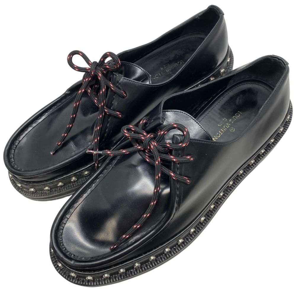 ルイヴィトン 厚底 チャッカシューズ レースアップ チロリアンシューズ プラットフォーム スタッズ ブラック 9 27 5 cm LOUIS VUITTON メンズ 感 モード 重厚感