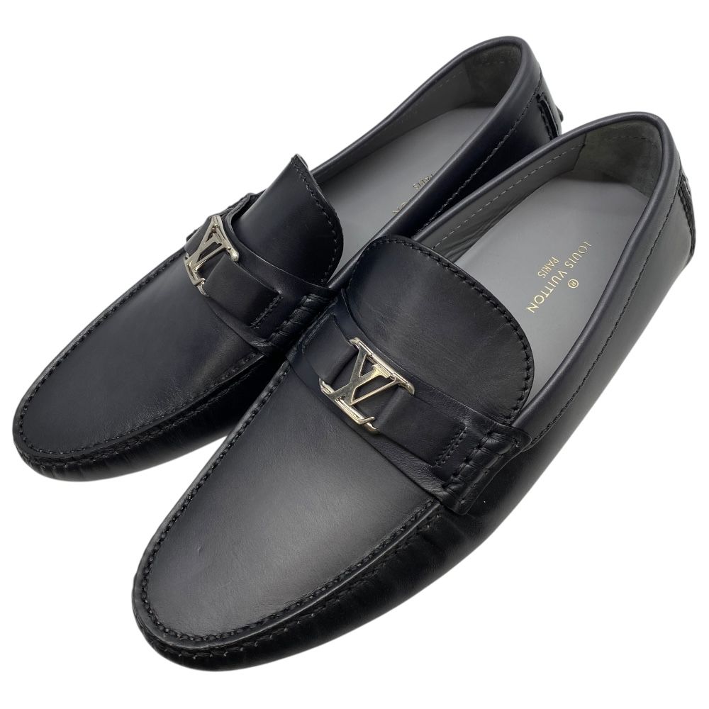 ルイ ヴィトン ホッケンハイム ND 1109 ドライビングシューズ ローファー スリッポン LVロゴ レザー ブラック LOUIS VUITTON サイズ7 1 2 約26 5 cm メンズ 感 上品