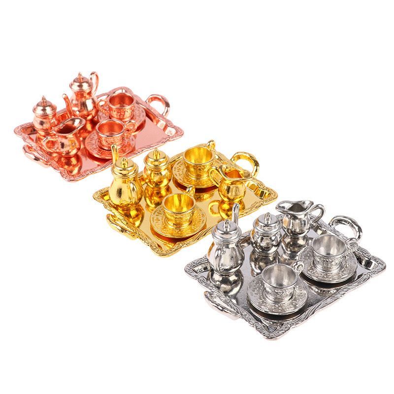 ミニチュア 雑貨 メタルティーセット ドールハウス キット 銀食器