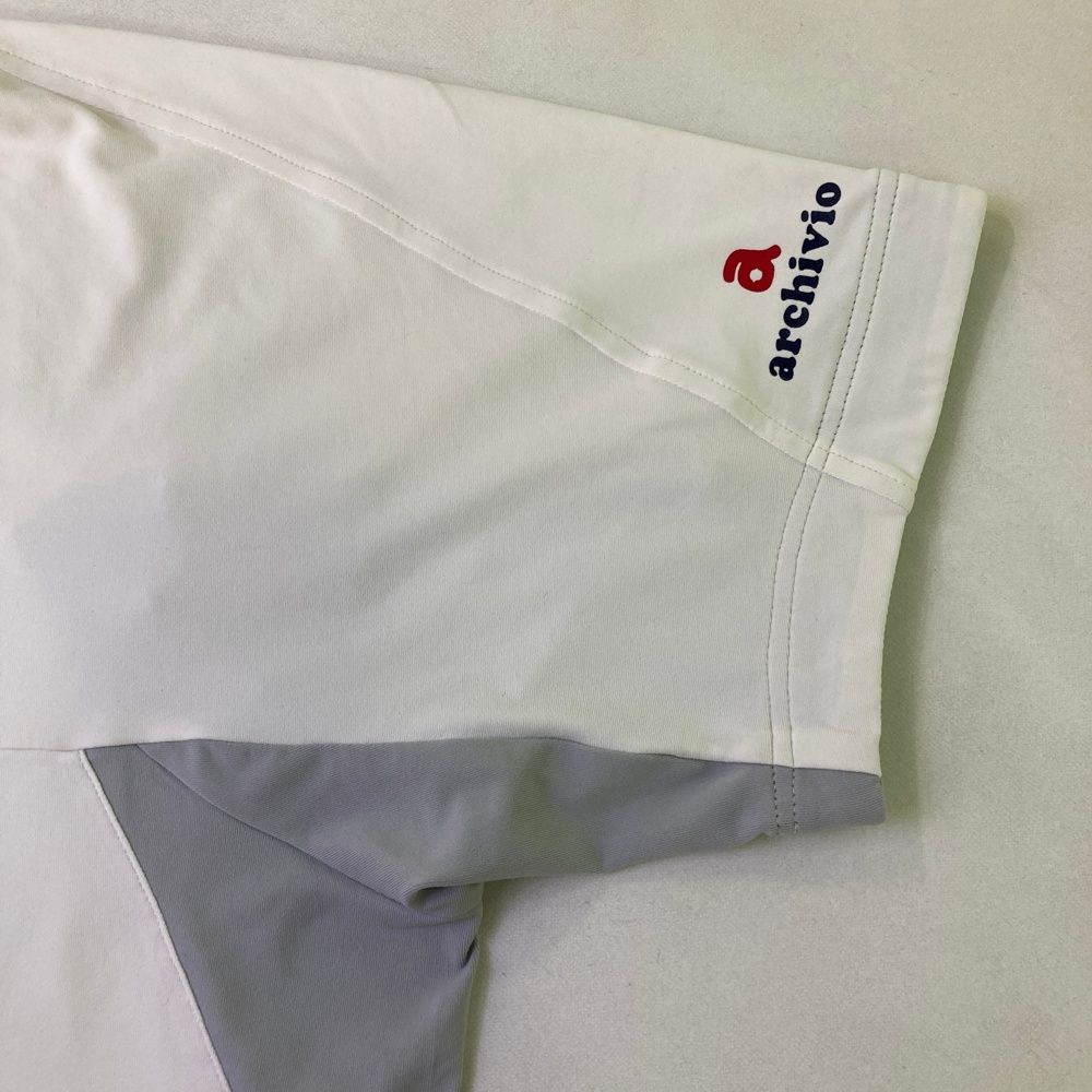 サイズ：48 ARCHIVIO アルチビオ ハーフジップ 半袖Tシャツ ホワイト系