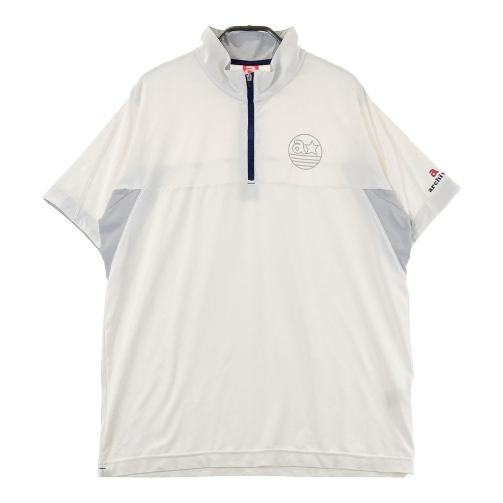 サイズ：48 ARCHIVIO アルチビオ ハーフジップ 半袖Tシャツ ホワイト系