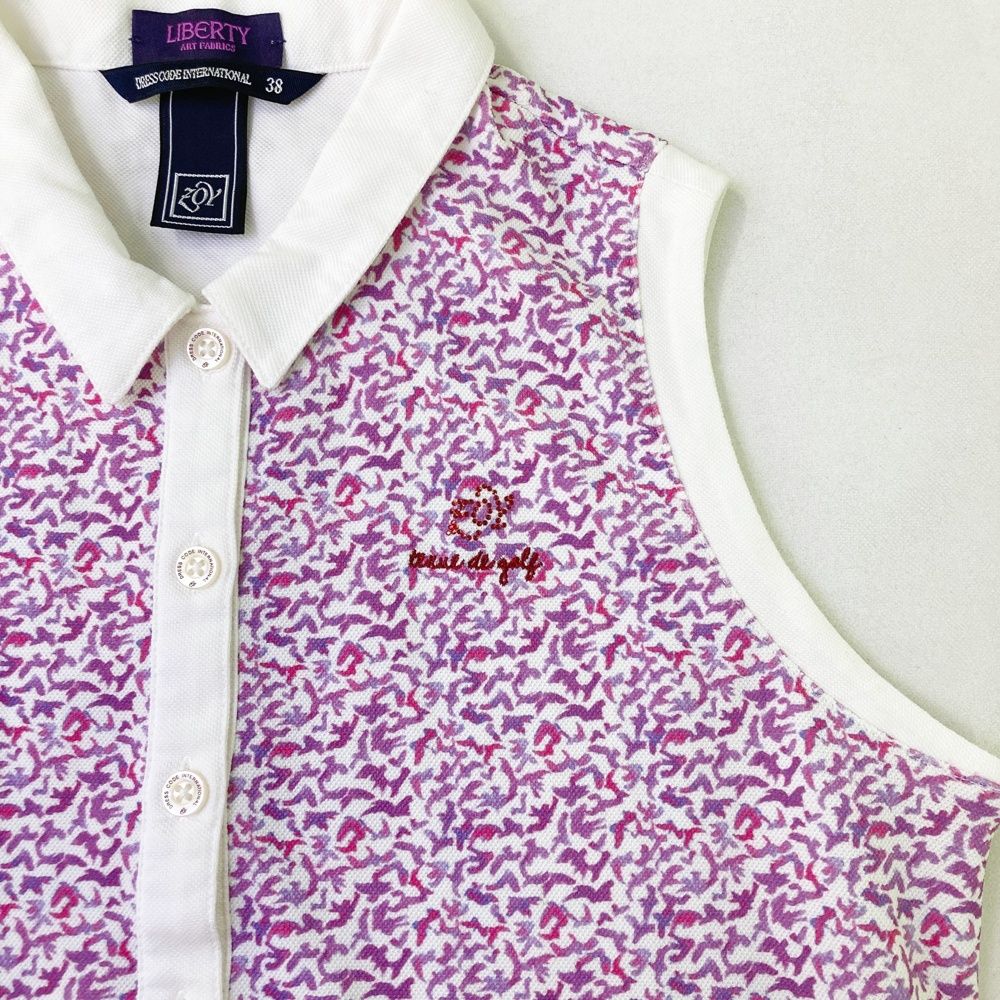 サイズ：38 ZOY ゾーイ LIBERTY ノースリーブワンピース 総柄 パープル