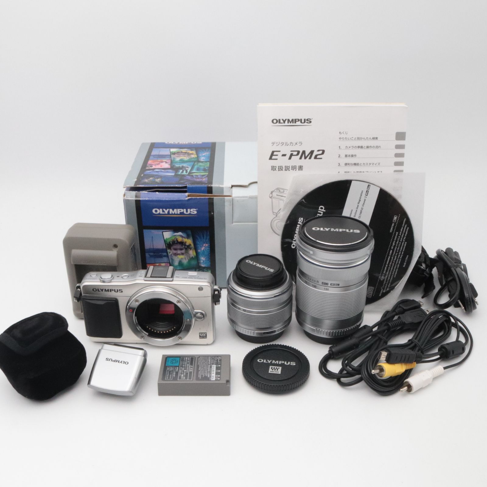 OLYMPUS ミラーレス一眼 PEN mini E PM 2 ダブルズームキット シルバー DZKIT SLV