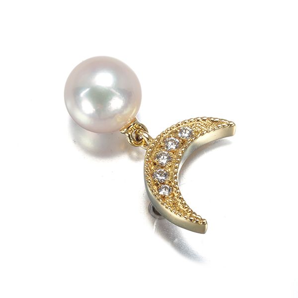 ミキモト ブローチ パール 真珠 7.0mm ダイヤ ダイヤモンド ムーン