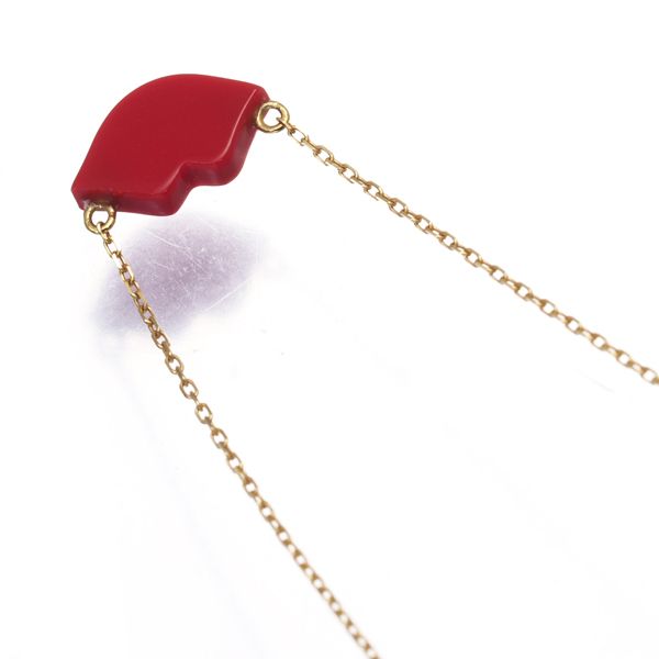 AHKAH アーカー キスミー ネックレス レッド k18 レア品 希少 AHKAH