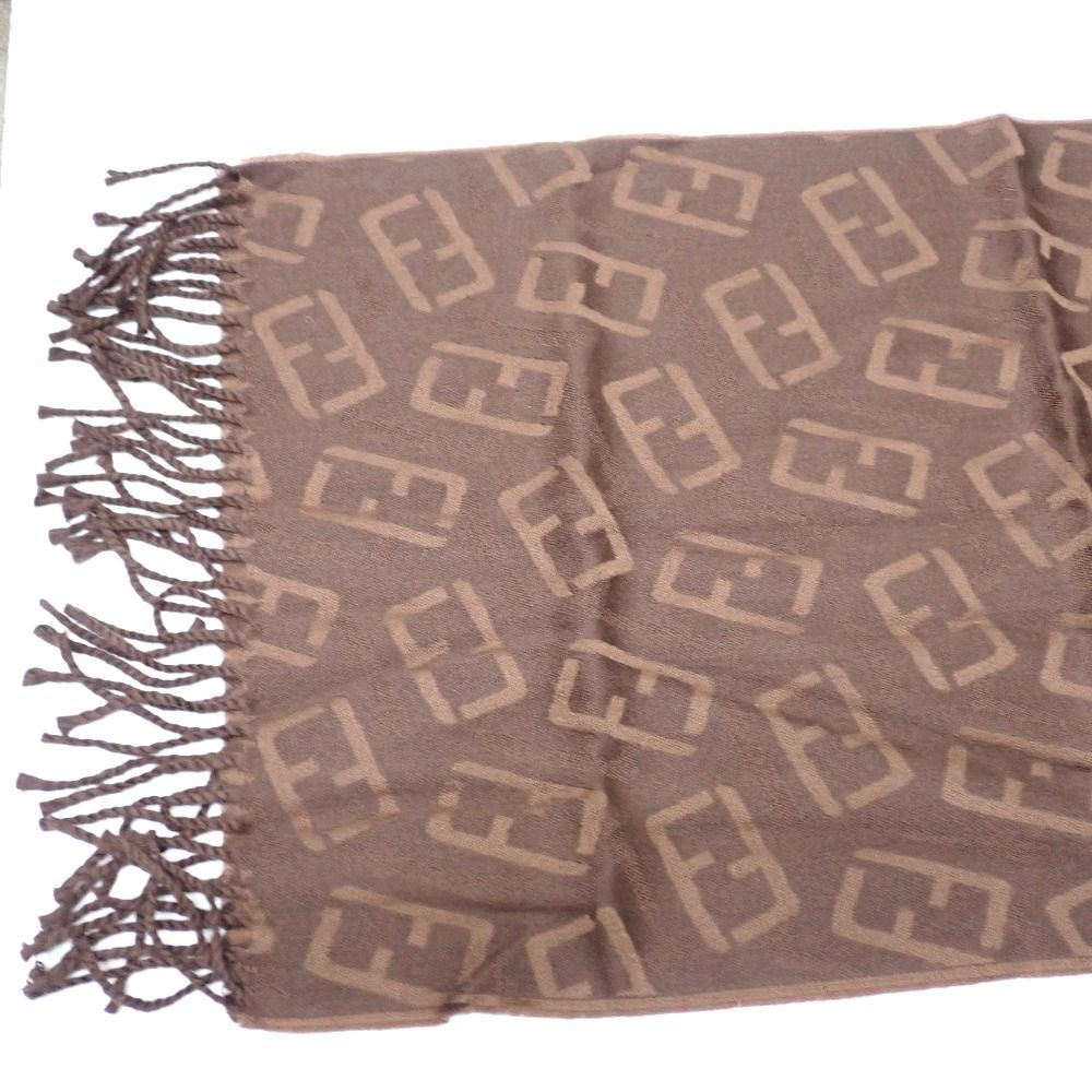 Ft634552 フェンディ マフラー ウール素材 ズッカ柄 ブラウン