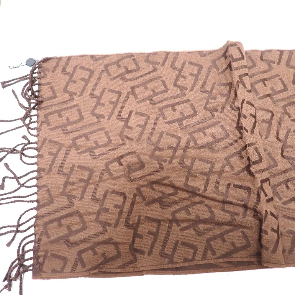 Ft634552 フェンディ マフラー ウール素材 ズッカ柄 ブラウン