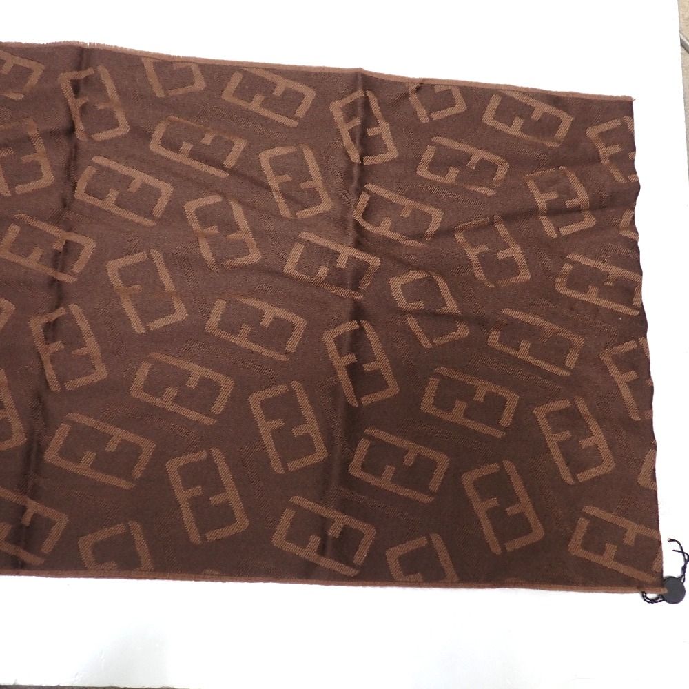 Ft634552 フェンディ マフラー ウール素材 ズッカ柄 ブラウン