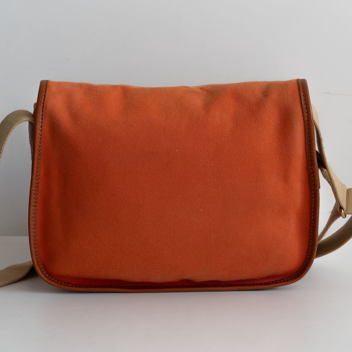 希少】JOHN CHAPMAN【キャンバス×レザー ショルダーバッグ】オレンジ