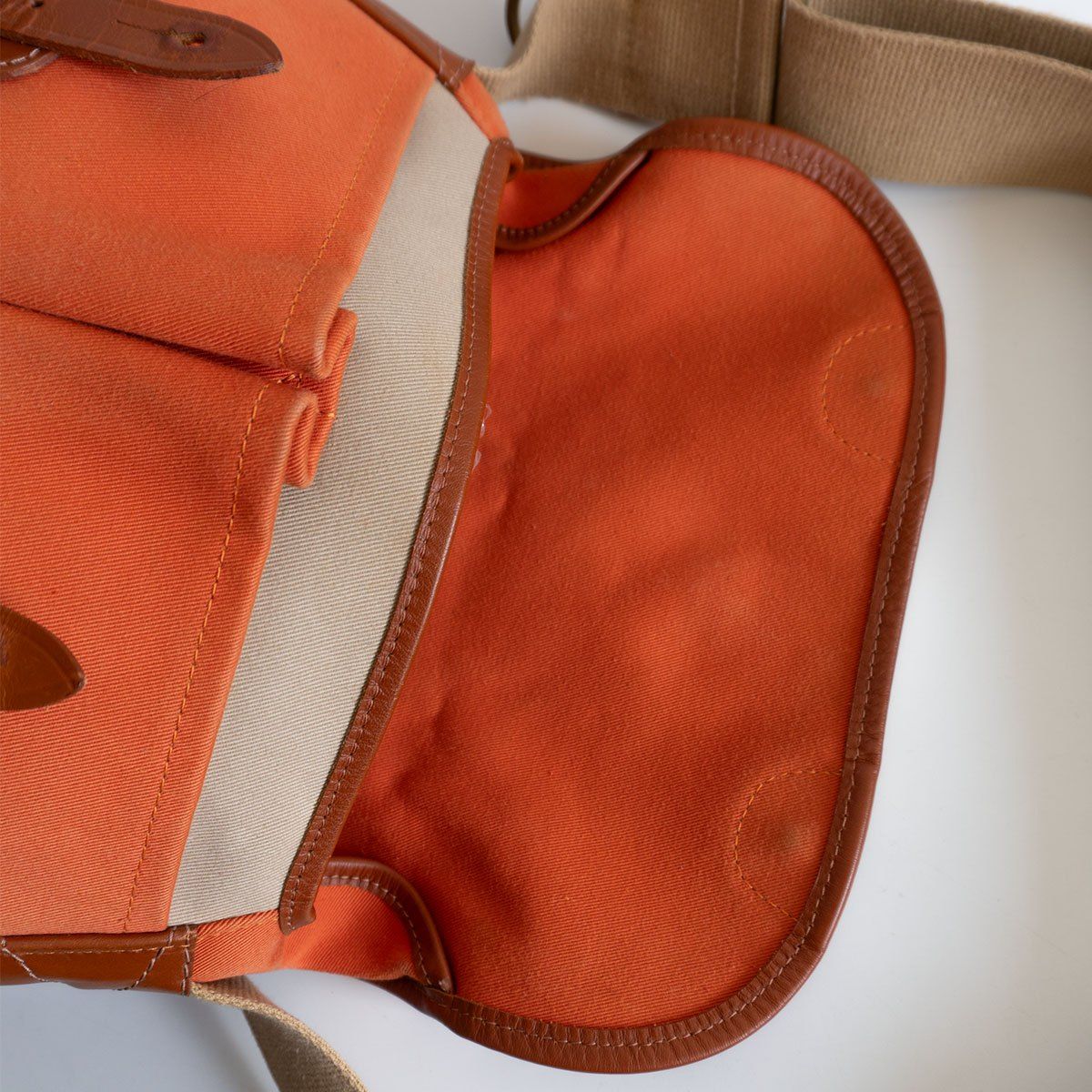 希少】JOHN CHAPMAN【キャンバス×レザー ショルダーバッグ】オレンジ