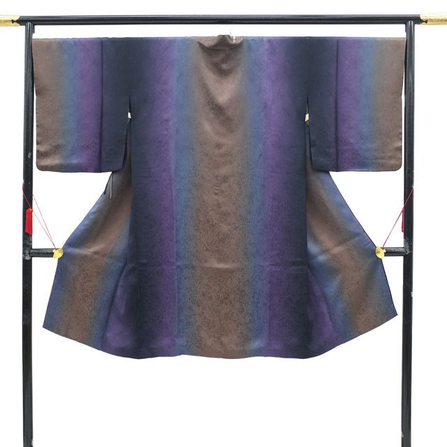 中古】 道中着 コート リサイクル 正絹 袷 変わり衿 リバーシブル 地紋