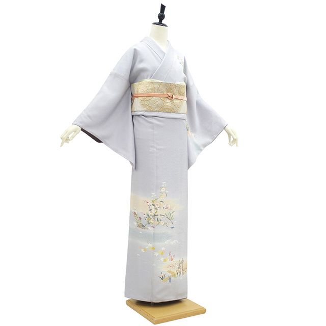 新古品】 訪問着 着物 フォーマル 未使用 正絹 袷 手描き友禅 金彩加工