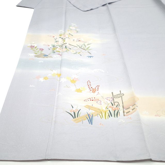 新古品】 訪問着 着物 フォーマル 未使用 正絹 袷 手描き友禅 金彩加工