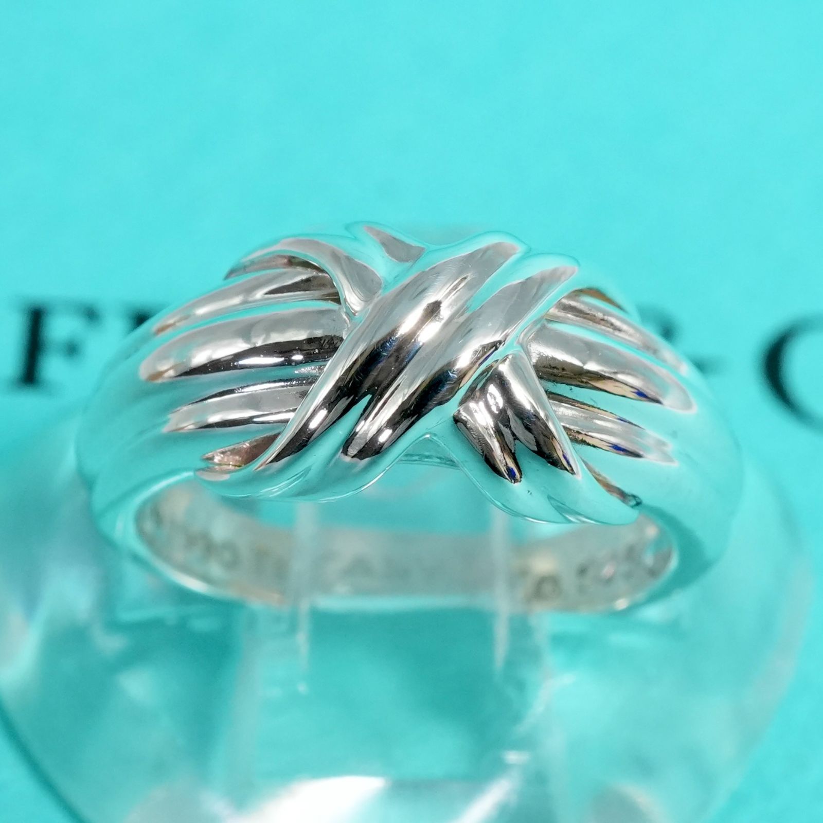 極美品11.5号ティファニー シグネチャークロス シルバー リング25-2152