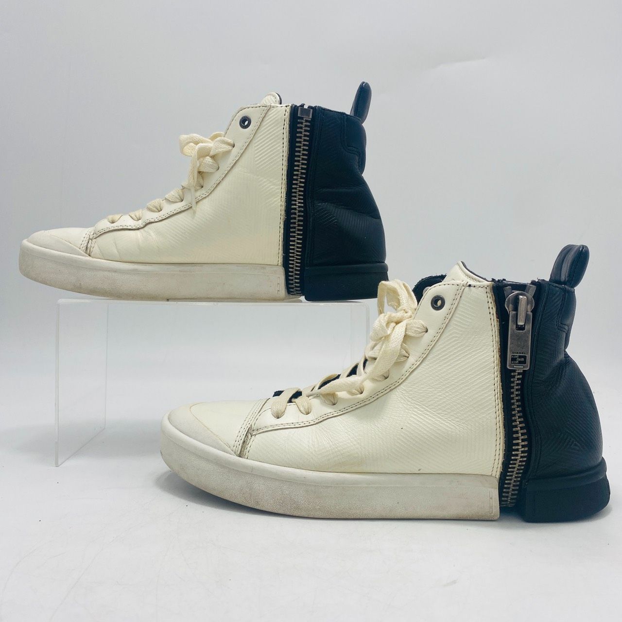 DIESEL ハイカットスニーカー 両サイドジップ バイカラー レースアップ メンズ ディーゼル hws02440