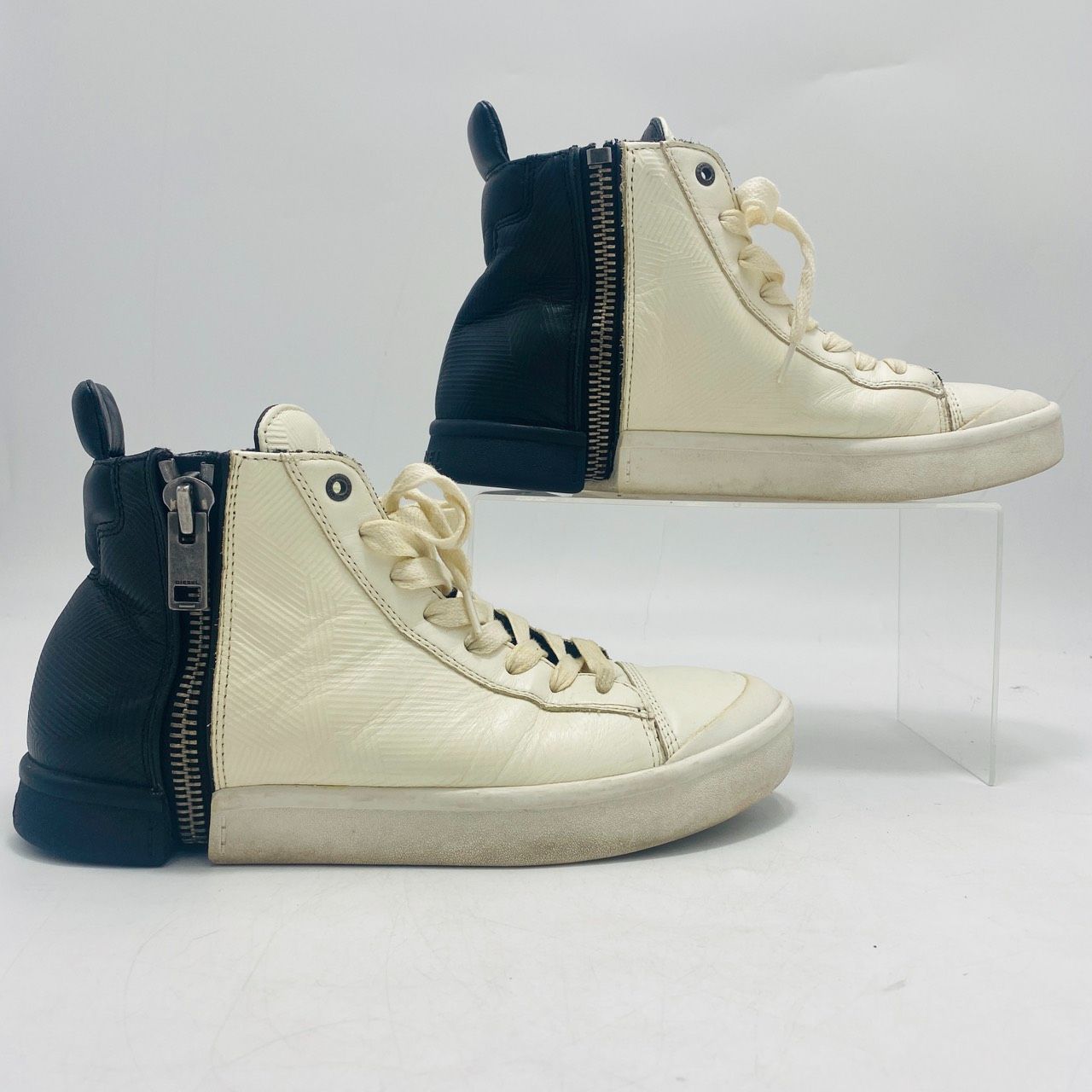 DIESEL ハイカットスニーカー 両サイドジップ バイカラー レースアップ メンズ ディーゼル hws02440