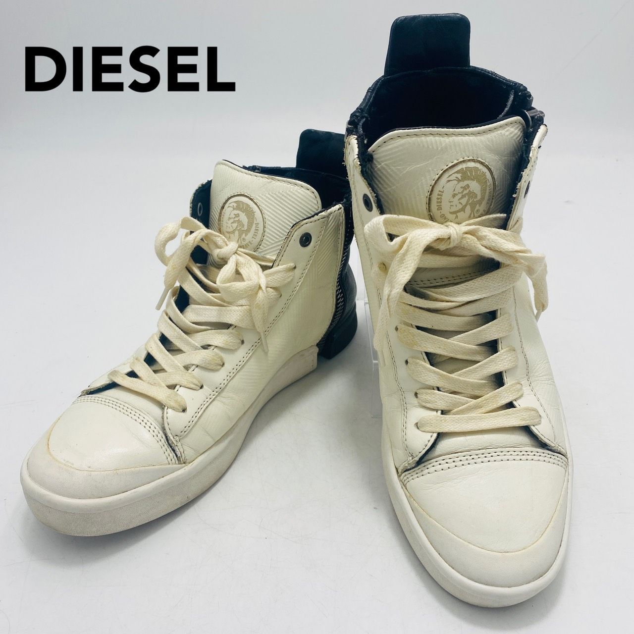 DIESEL ハイカットスニーカー 両サイドジップ バイカラー レースアップ メンズ ディーゼル hws02440