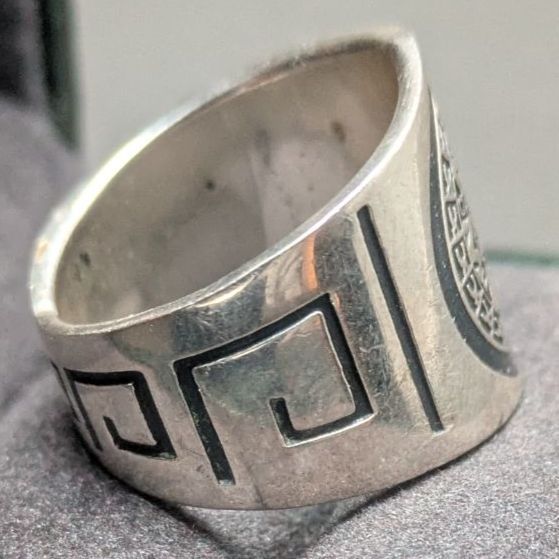 メキシコ製 シルバー925 マヤカレンダー シグネットリング 13.5号 24g