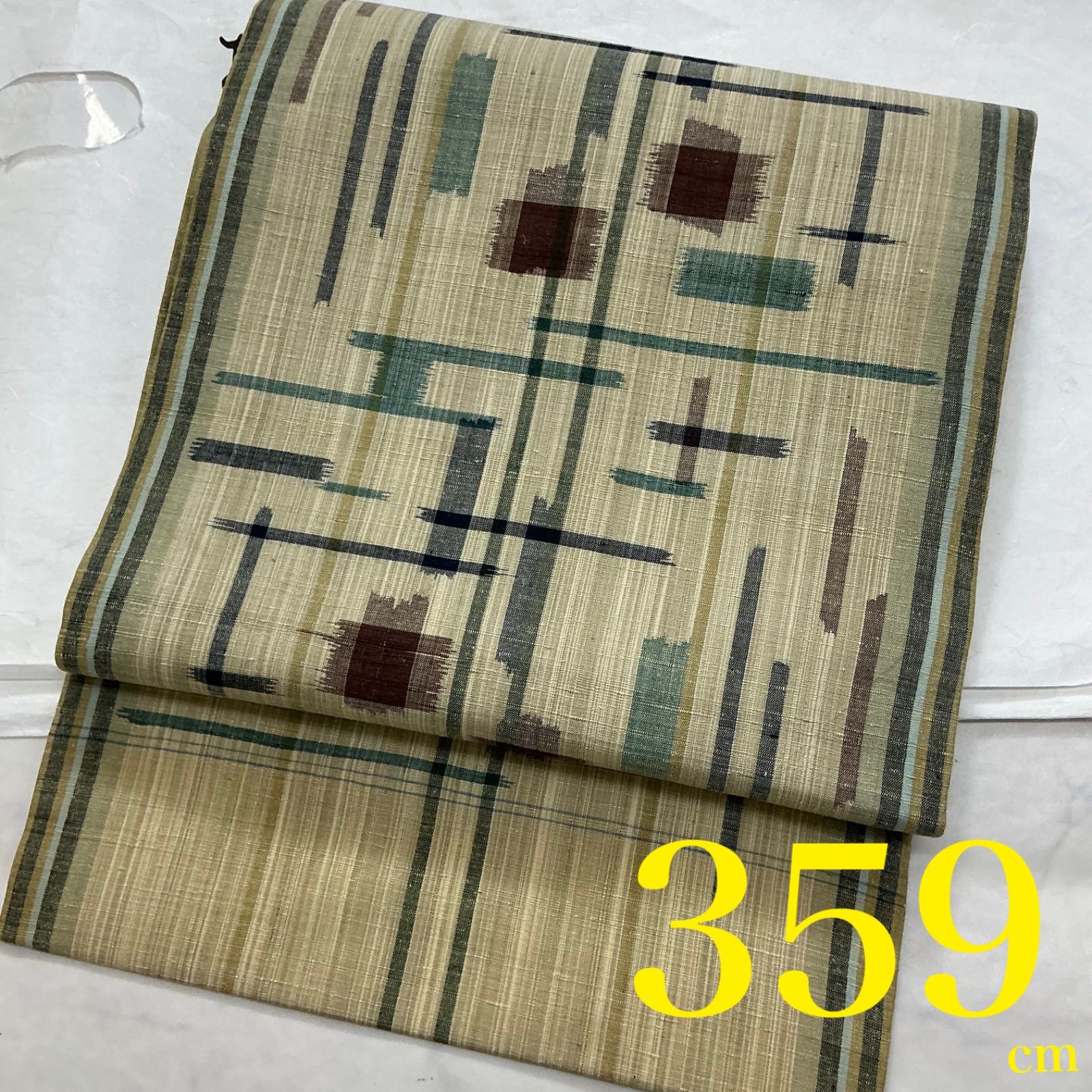 kimono one◆kimonoarisa◆♥同然◆九寸名古屋帯◆真綿紬◆正絹◆359㎝◆着物帯小紋普段着名古屋帯