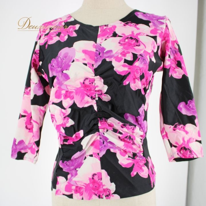 社交ダンス 衣装 スタンダード トップス レッスンウェア 花柄 黒 紫