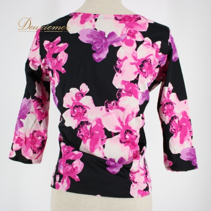 社交ダンス レッスンウェア 黒とピンク 社交ダンス 衣装 スタンダード トップス レッスンウェア 花柄 黒 紫