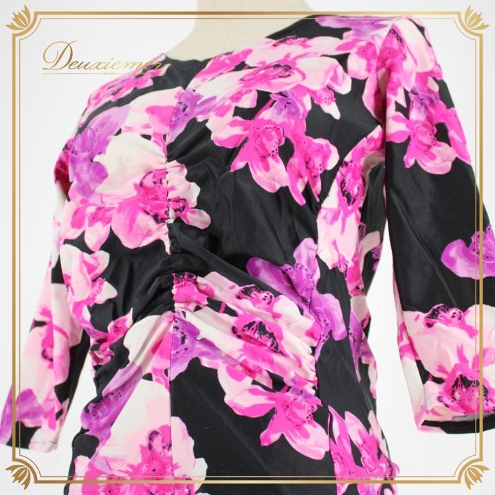 社交ダンス 衣装 スタンダード トップス レッスンウェア 花柄 黒 紫