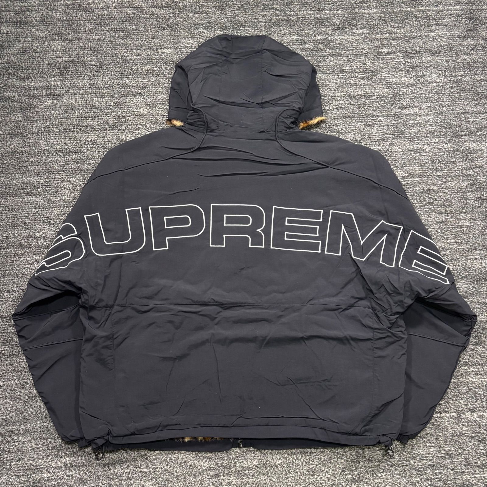 未使用品 25ss Supreme Faux Fur Reversible Hooded Track Jacket Navy