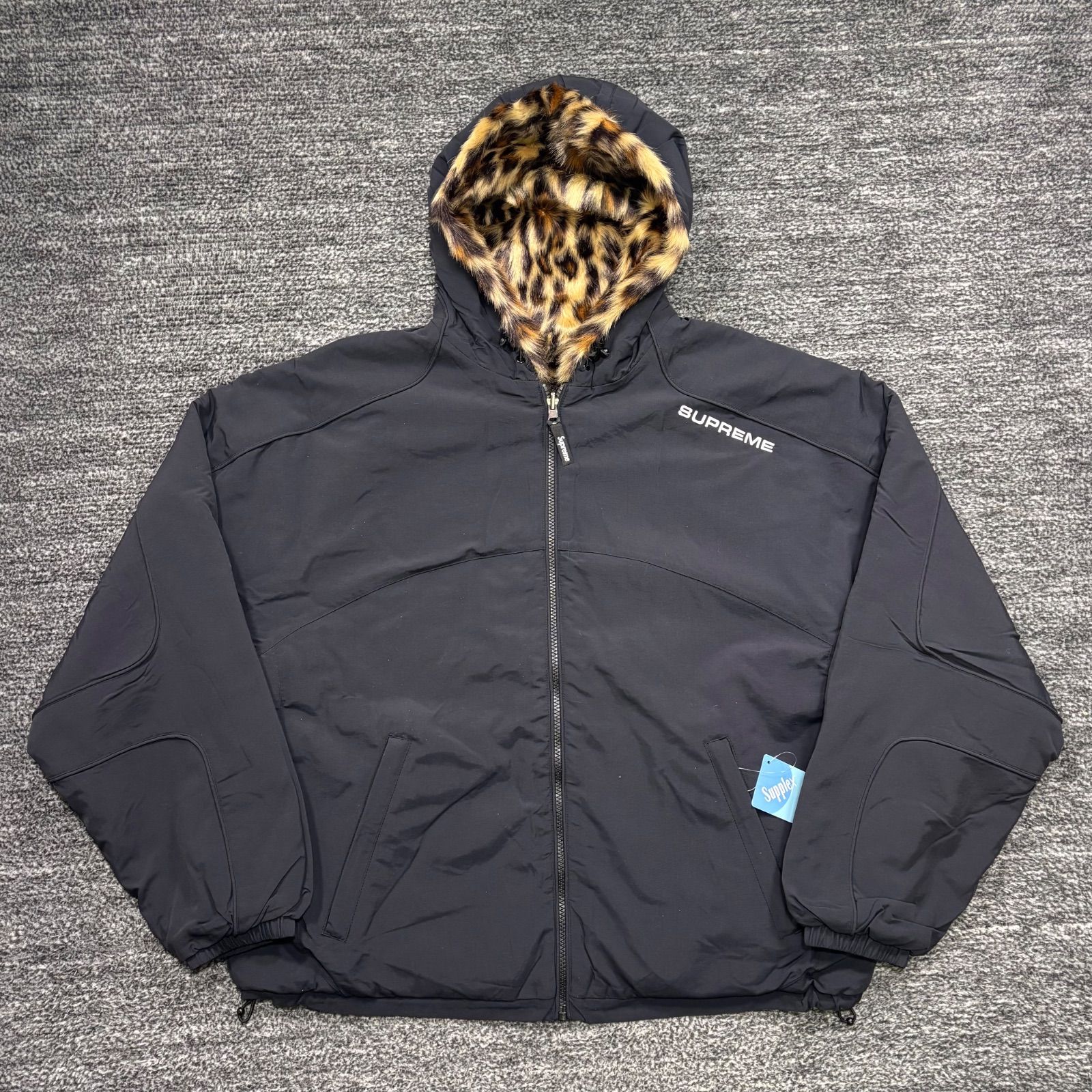 未使用品 25ss Supreme Faux Fur Reversible Hooded Track Jacket Navy
