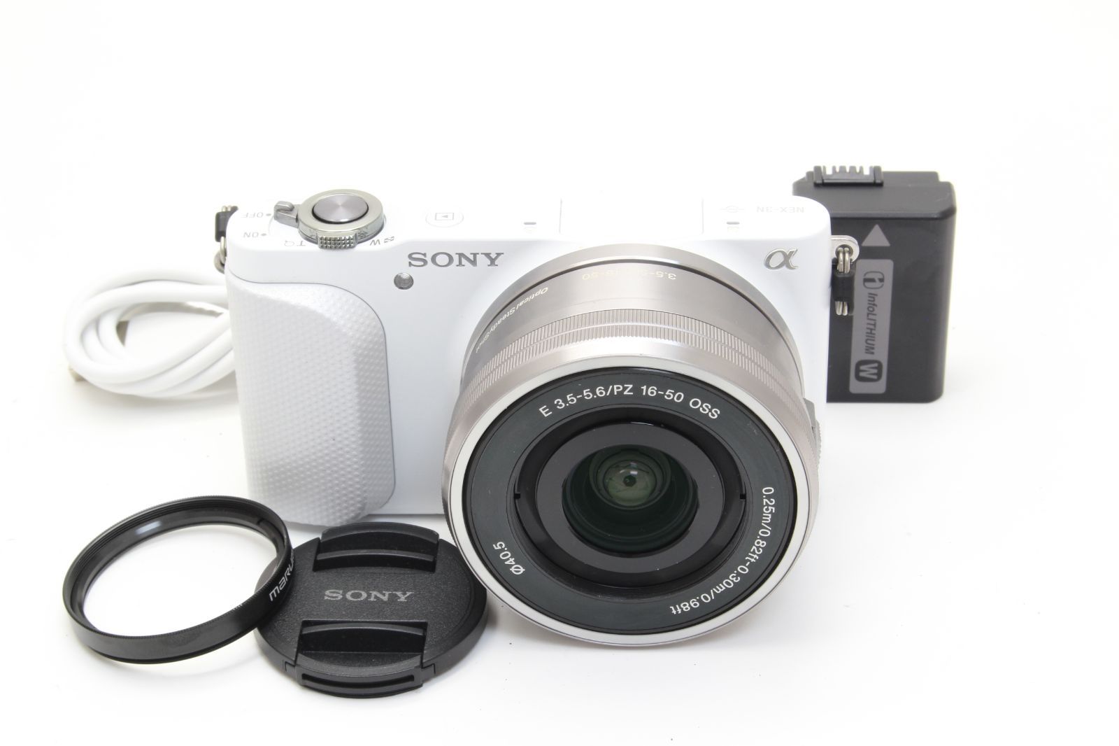 A SONY ソニー NEX-3 N ホワイト PZ 16-50 mm レンズキット 初期不良 無料 11-77