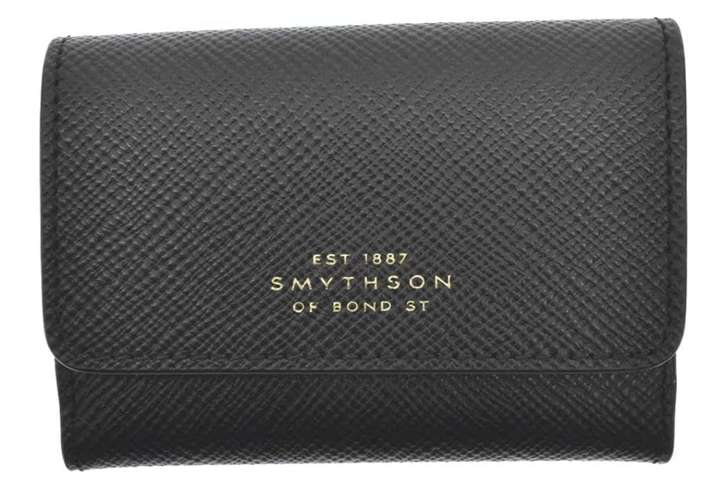 スマイソン Smythson PANAMA 3つ折り コゼニ入れ 1029609 BLACK コンパクトウォレット