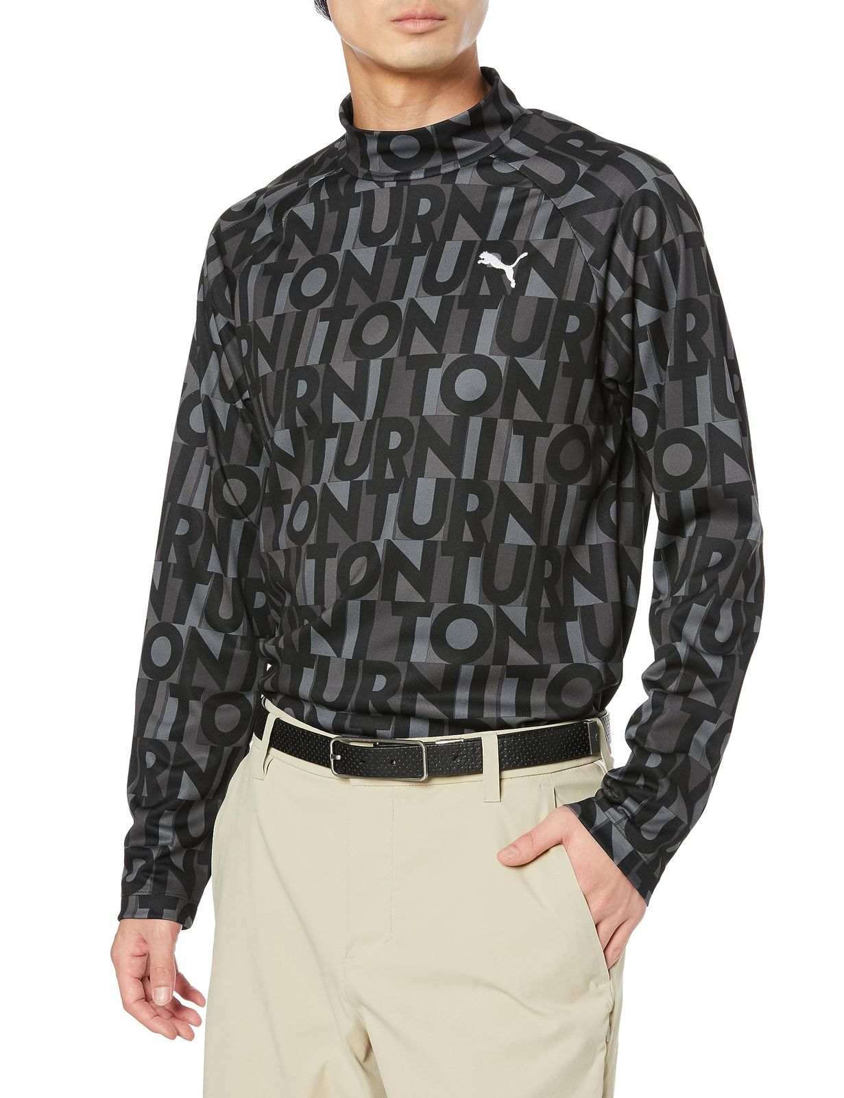 [プーマ] ゴルフシャツ ゴルフ ストレッチカノコAOPスローガンLSモックネック メンズ ブラック [プーマブラック] [M]