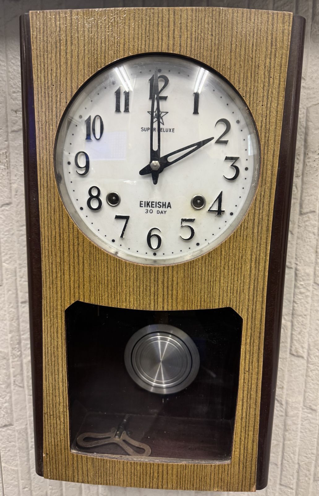 ジャンク品】EIKEISHA 30DAY SUPER DELUXE 栄計舎ゼンマイ式振り子時計