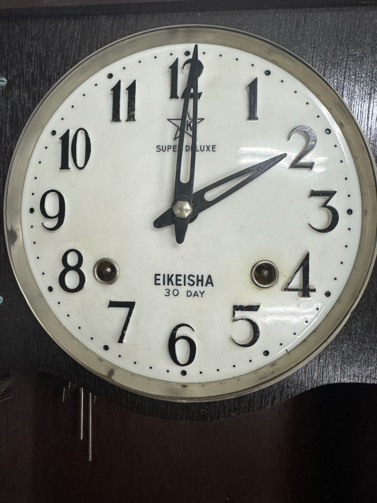 ジャンク品】EIKEISHA 30DAY SUPER DELUXE 栄計舎ゼンマイ式振り子時計