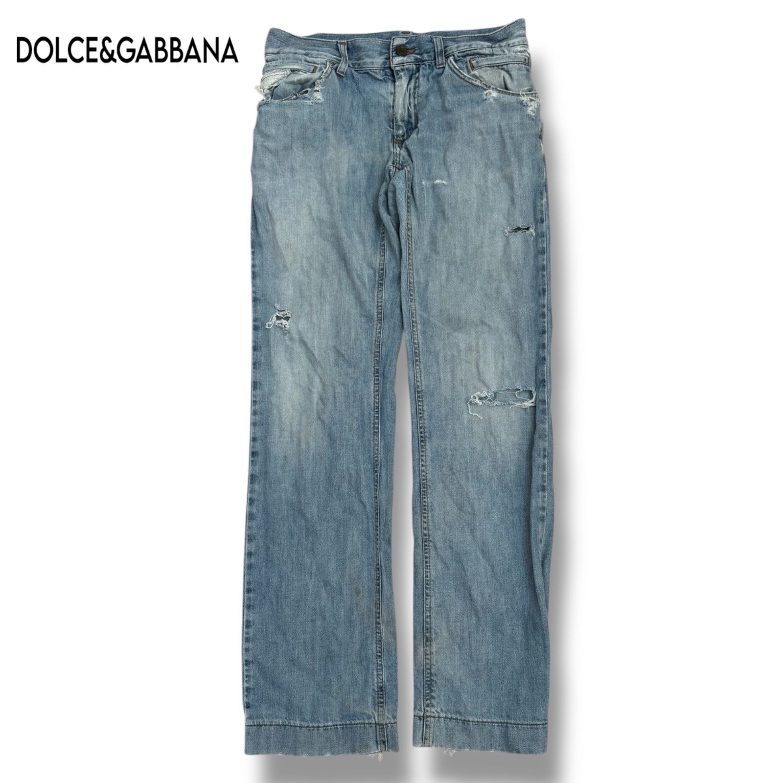DOLCE&GABBANA】ダメージデニムパンツ 46 - メルカリ