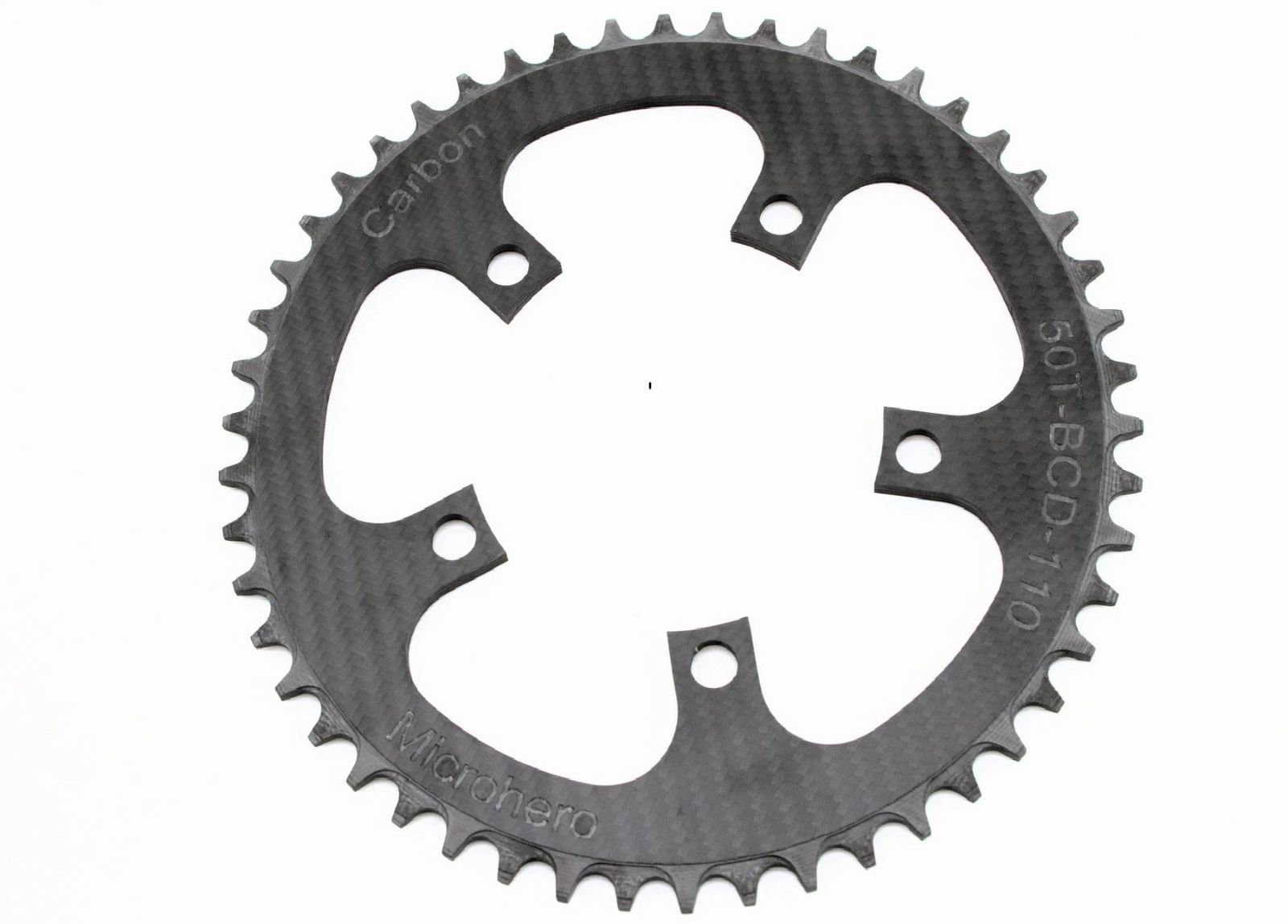 MicrOHERO フルカーボン 超軽量 約 87 g ロード MTB用 8速対応 ナローワイド構造 シングル 50 T カーボン CNC チェーンリング PCD 110 mm