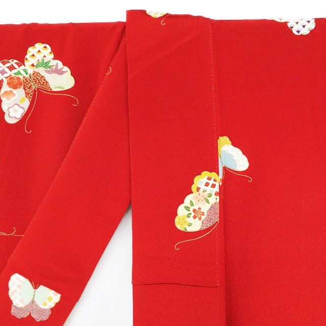 七五三 本加工 7歳用 トップ 女の子 女児 着物 帯 2点セット 正絹 縮緬