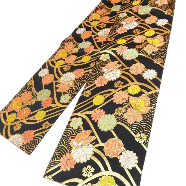 七五三 本加工 7歳用 トップ 女の子 女児 着物 帯 2点セット 正絹 縮緬