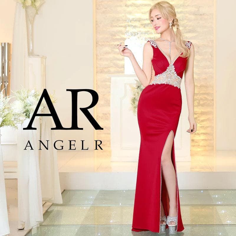 AngelR エンジェルアール Vバストタックウエストパールビジュータイトロングドレス AR 23310