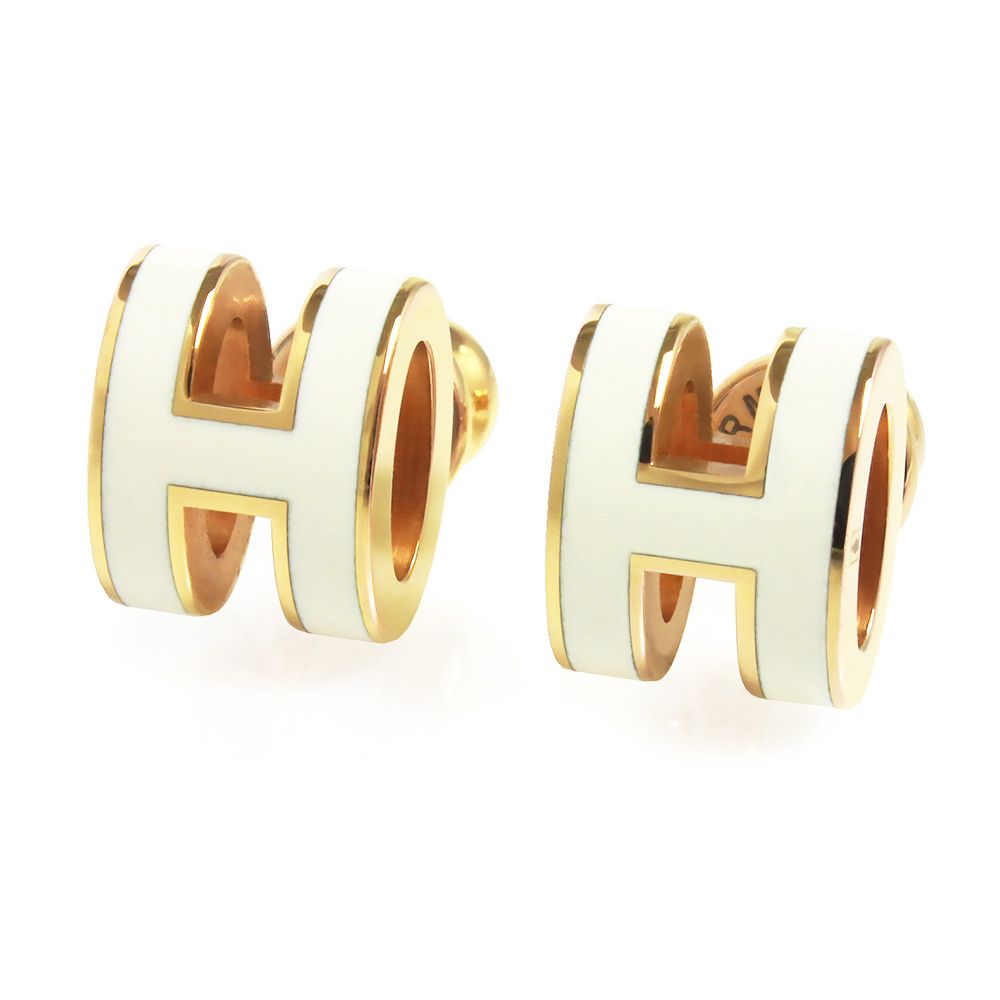 エルメス ポップアッシュ ミニ ポップ H ピアス クレ ホワイト