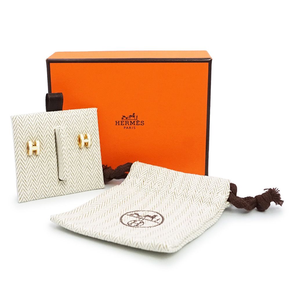 エルメス ポップアッシュ ミニ ポップ H ピアス クレ ホワイト